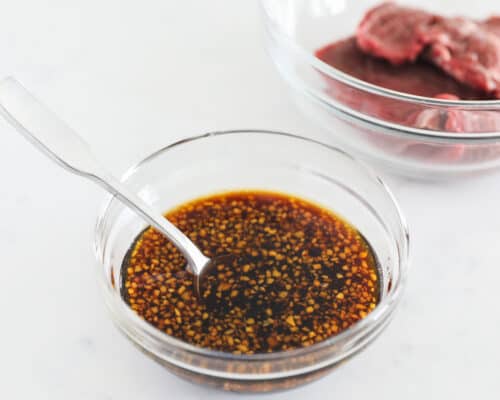 teriyaki steak marinade in clear bowl