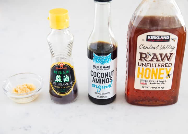 This easy teriyaki steak marinade gets penetrating flavor into every bite of meat making it tender and juicy! This simple recipe can also be used for other types of meat and seafood as well! teriyaki steak marinade ingredients on table