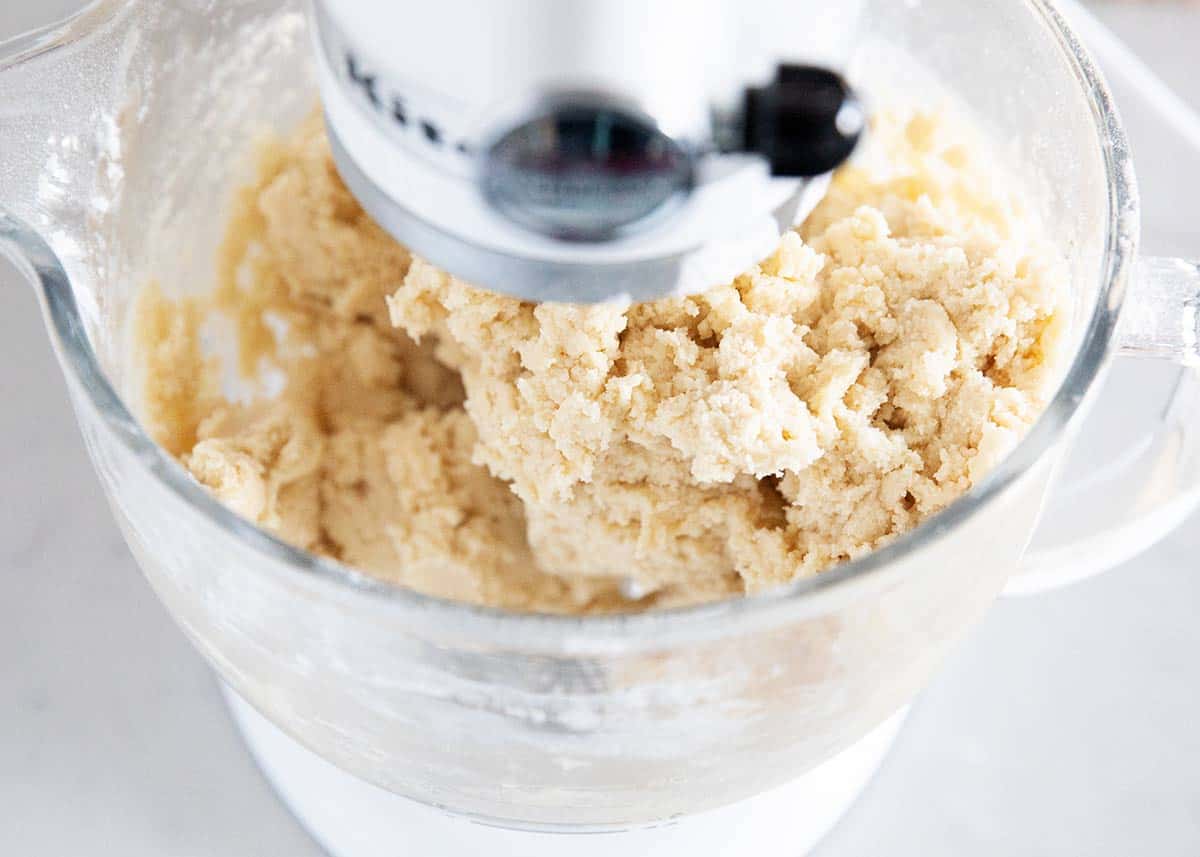 cookie dough in mixer