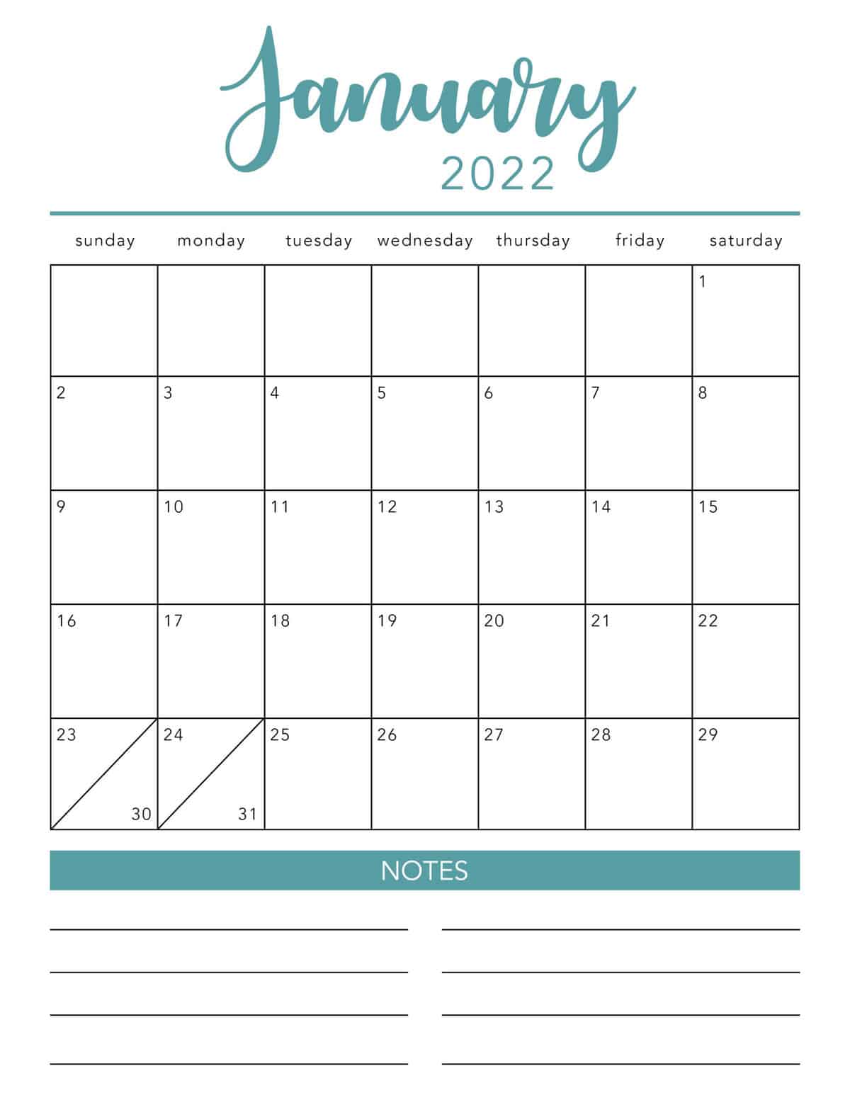 Free Printable Blank Monthly Calendar 2022 Free 2022 Printable Calendar Template (2 Colors!) - I Heart Naptime