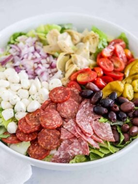 antipasto salad in bowl