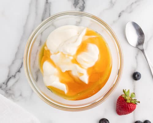 honey and yogurt in a bowl
