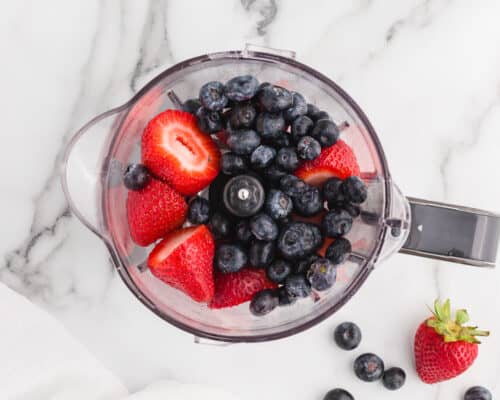 berries in food processor