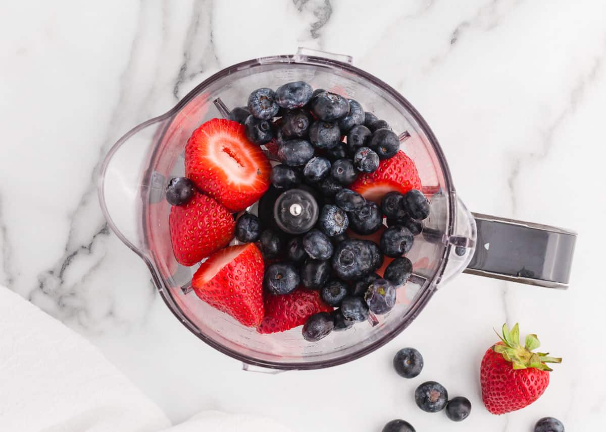 Berries in food processor.