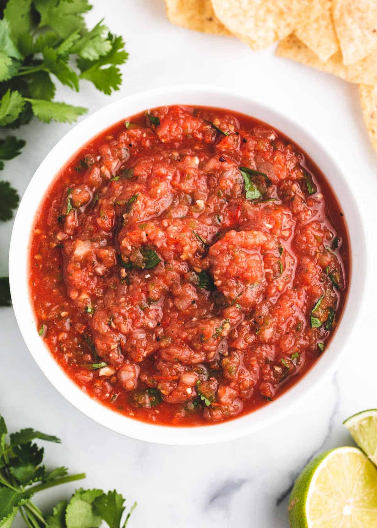Roasted salsa in a bowl.
