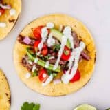 skirt steak taco with lime and cilantro