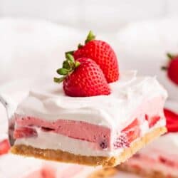 slice of strawberry lasagna