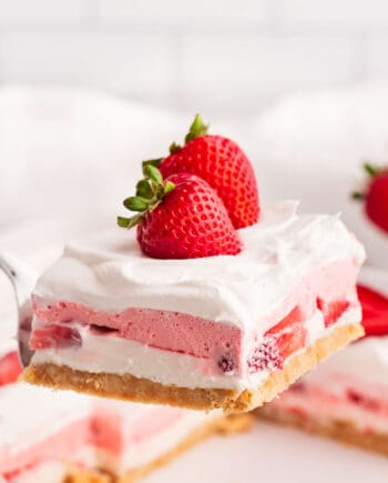 slice of strawberry lasagna