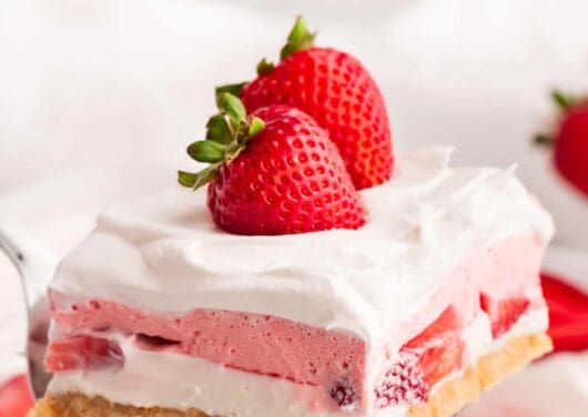 slice of strawberry lasagna