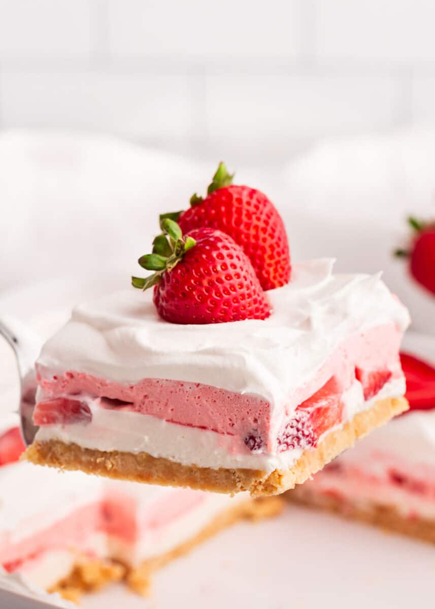 slice of strawberry lasagna