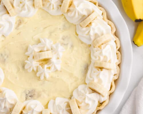 banana cream pie on counter