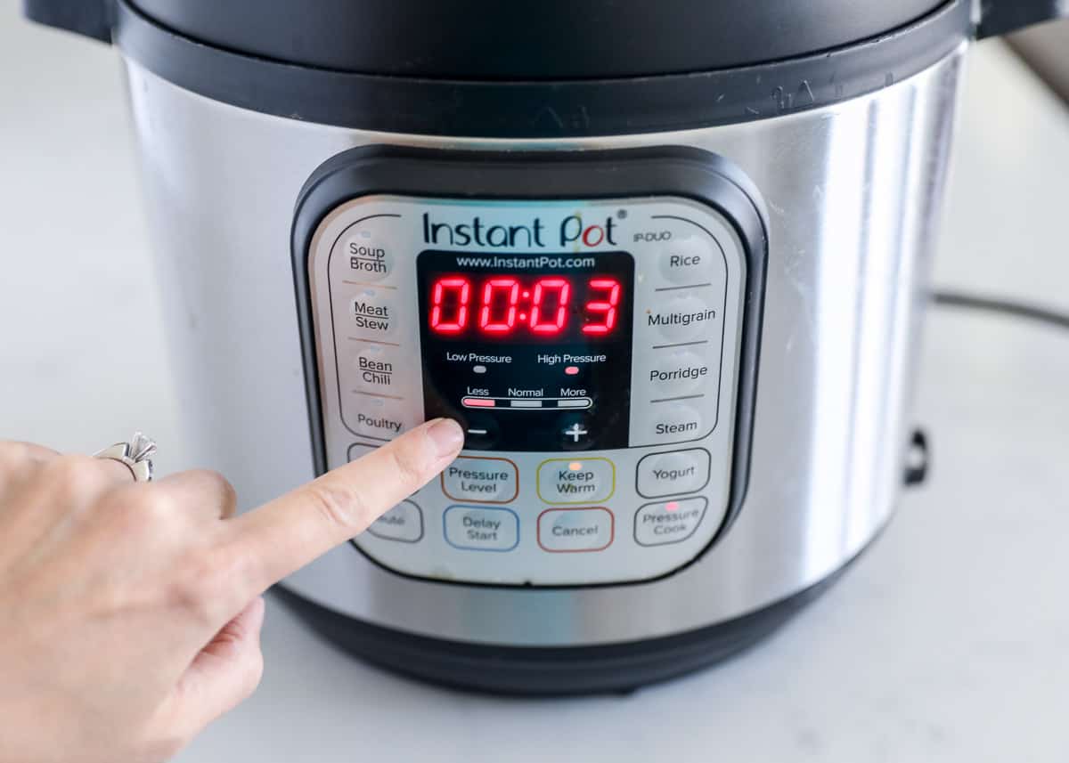 Instant pot turned on to 3 minutes.
