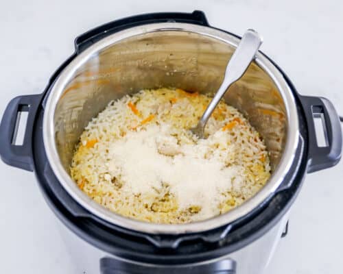 stirring cheese into rice in instant pot