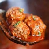 spoonful of meatballs and marinara