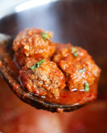 spoonful of meatballs and marinara