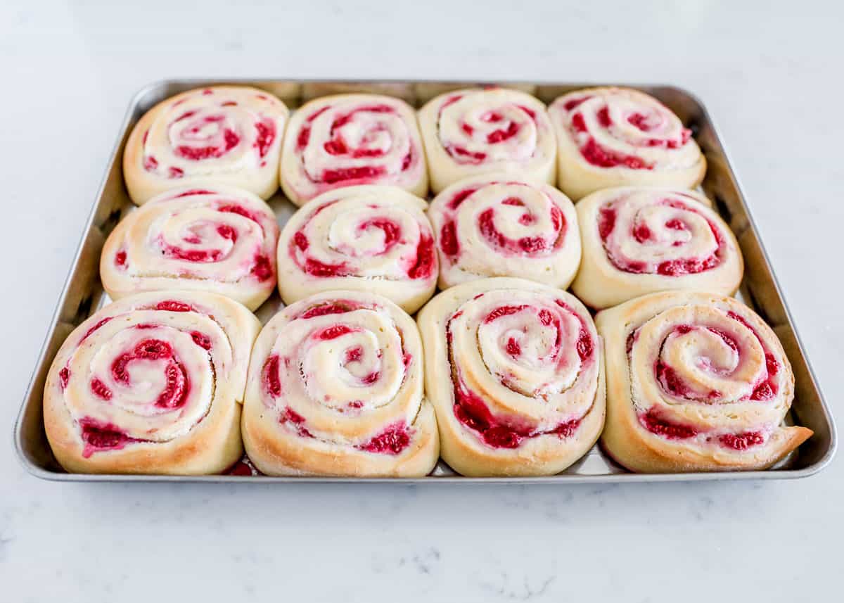 baked raspberry sweet rolls