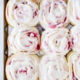 raspberry sweet rolls with glaze