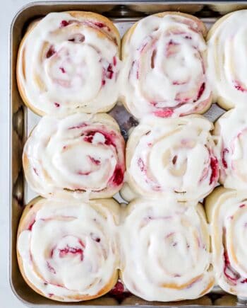 raspberry sweet rolls with glaze