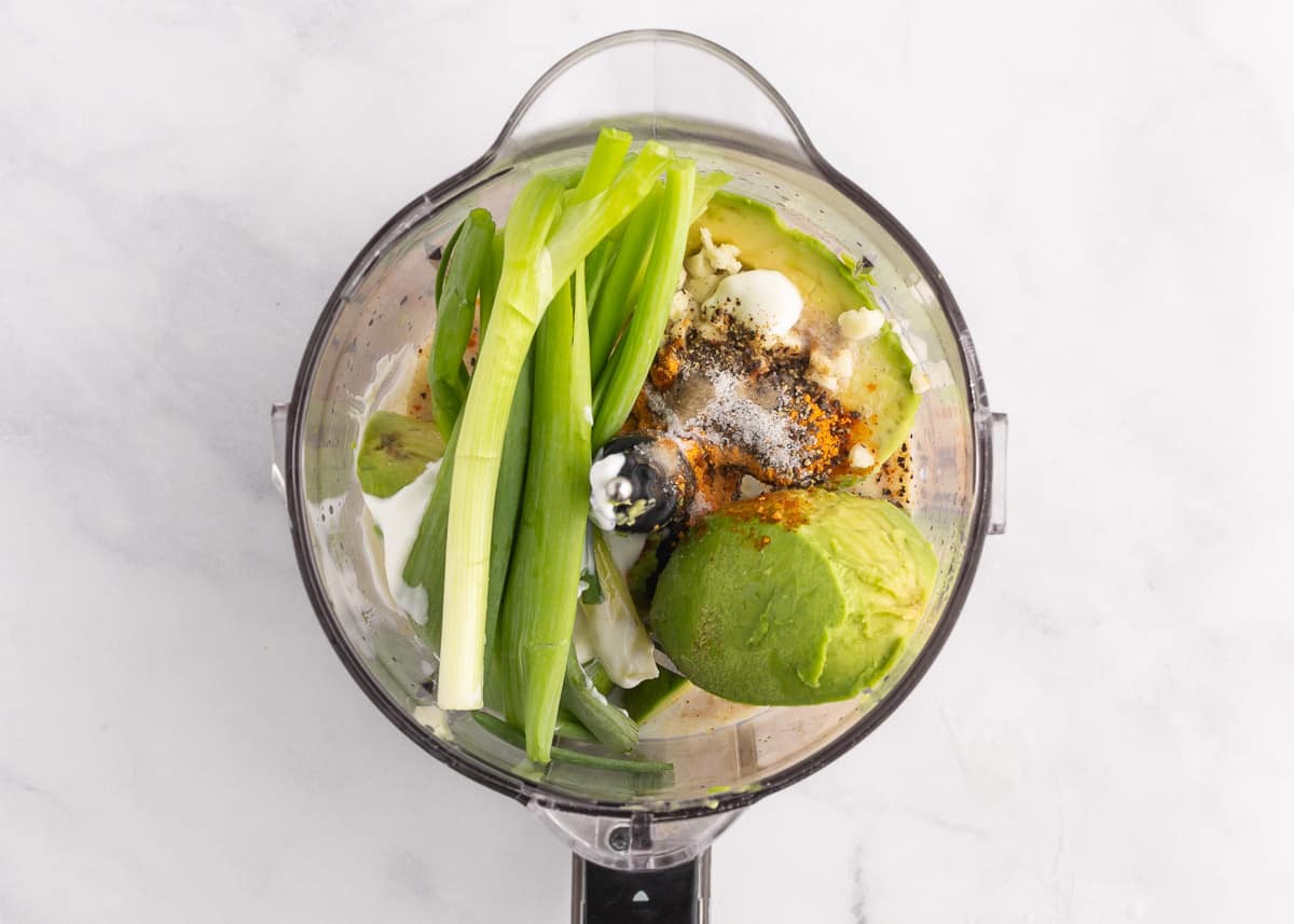 avocado lime ingredients in food processor