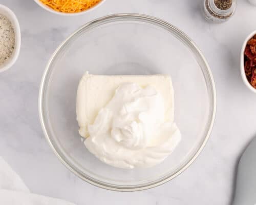cream cheese and sour cream in bowl