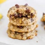 stack of banana chocolate chip cookies