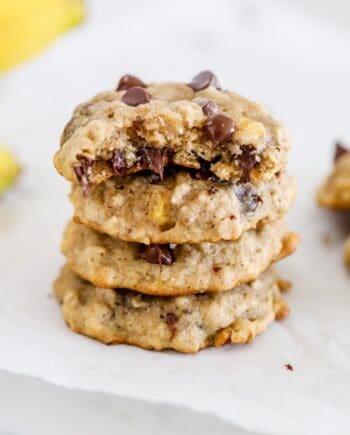 stack of banana chocolate chip cookies
