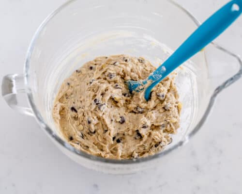 banana chocolate chip cookie dough in bowl