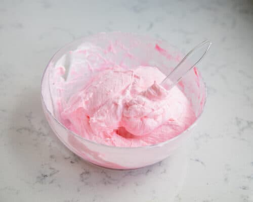 mixing fluffy slime in bowl
