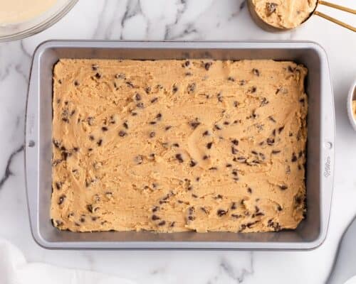 chocolate chip cookie dough in pan
