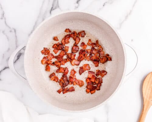 cooking bacon in skillet