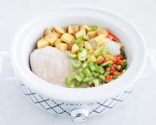 chicken vegetable soup ingredients in crockpot