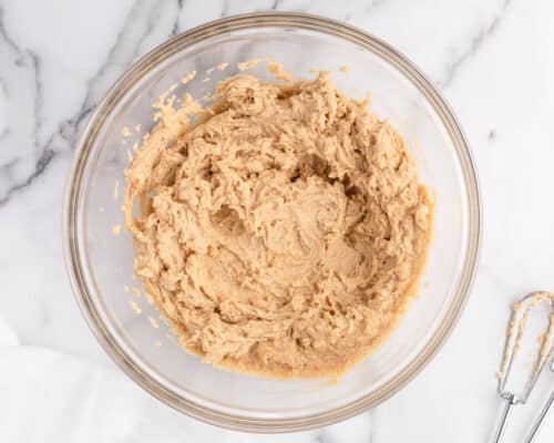 cookie dough mixed in bowl