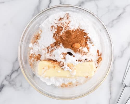 cinnamon buttercream ingredients in bowl