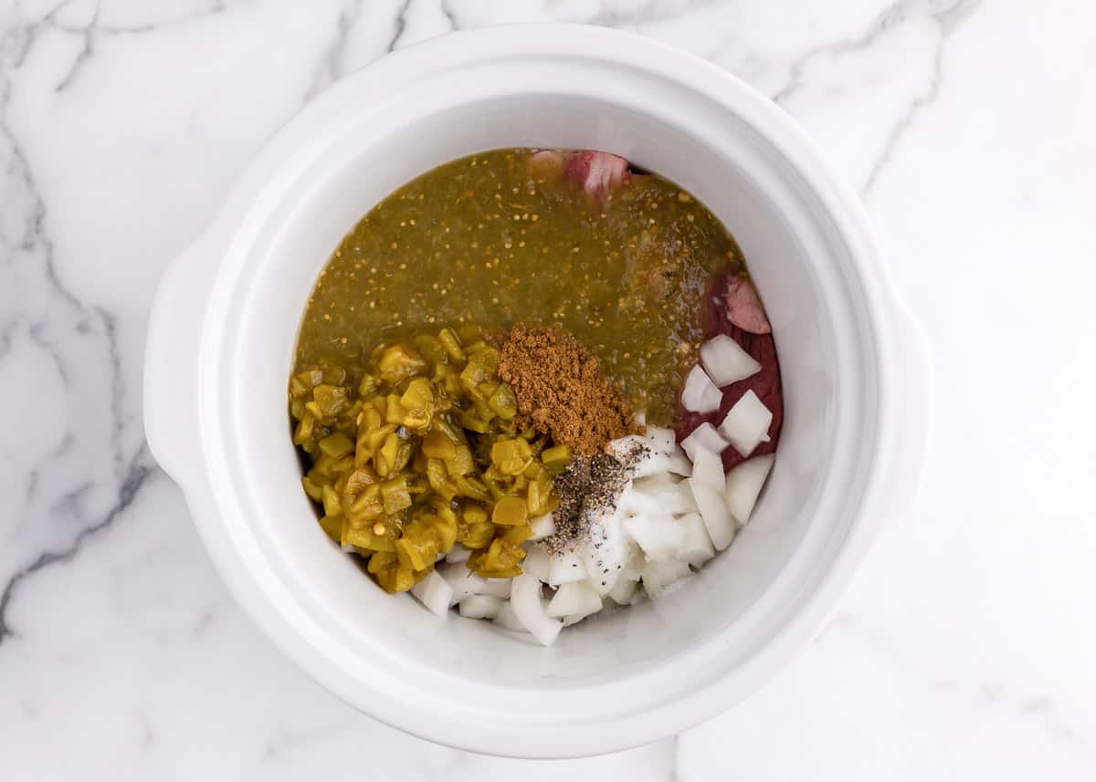 green chili sauce in crock pot