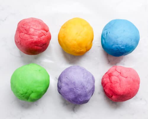 play dough balls on counter