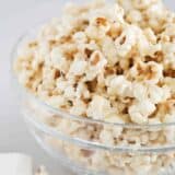 marshmallow popcorn in glass bowl