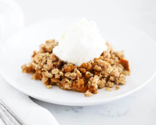 pumpkin crisp on white plate