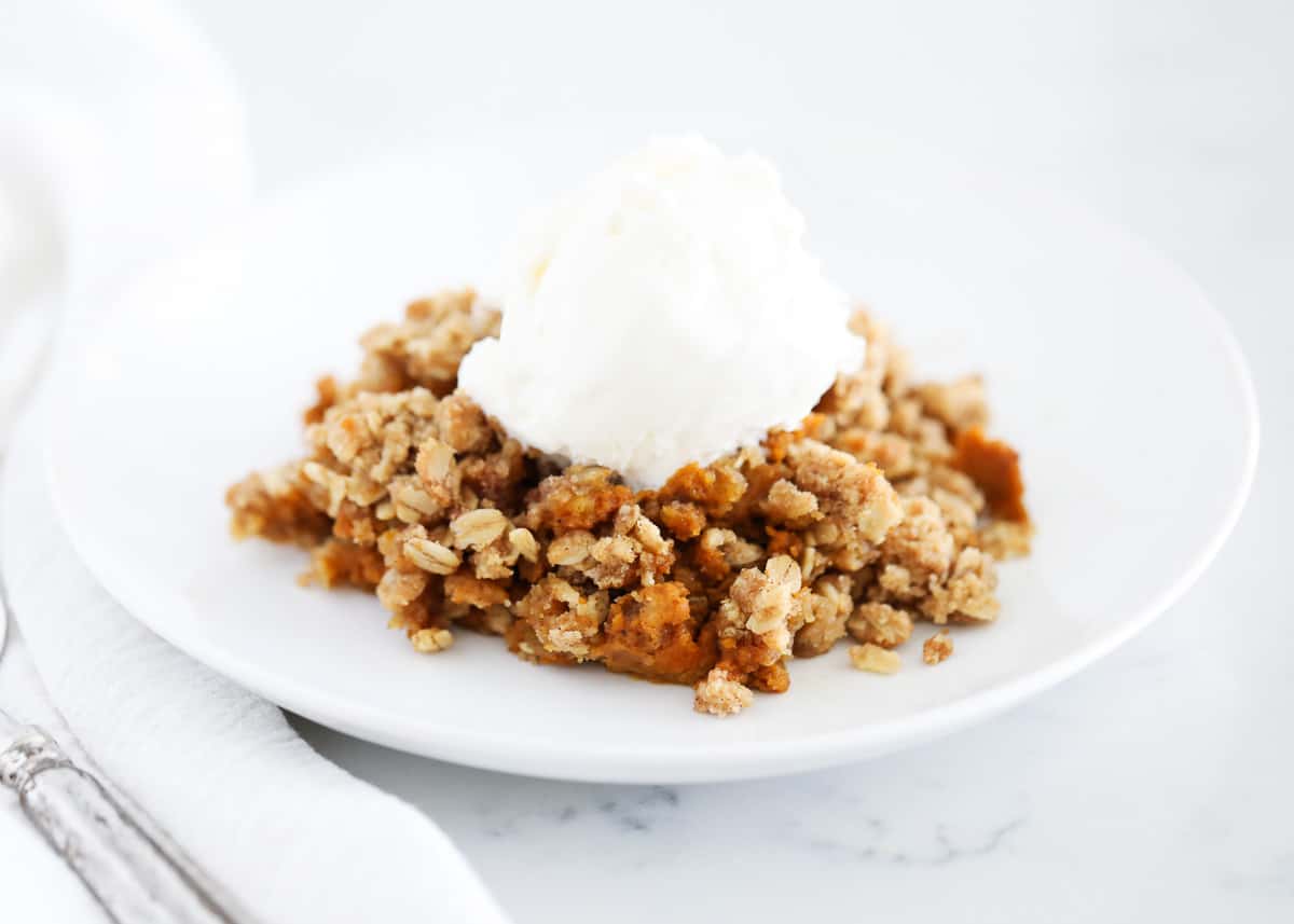 pumpkin crisp on white plate