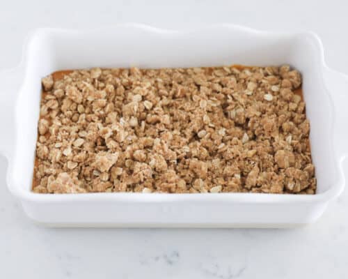 streusel topping on top of pumpkin
