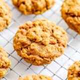 pumpkin oatmeal cookies on cooling rack