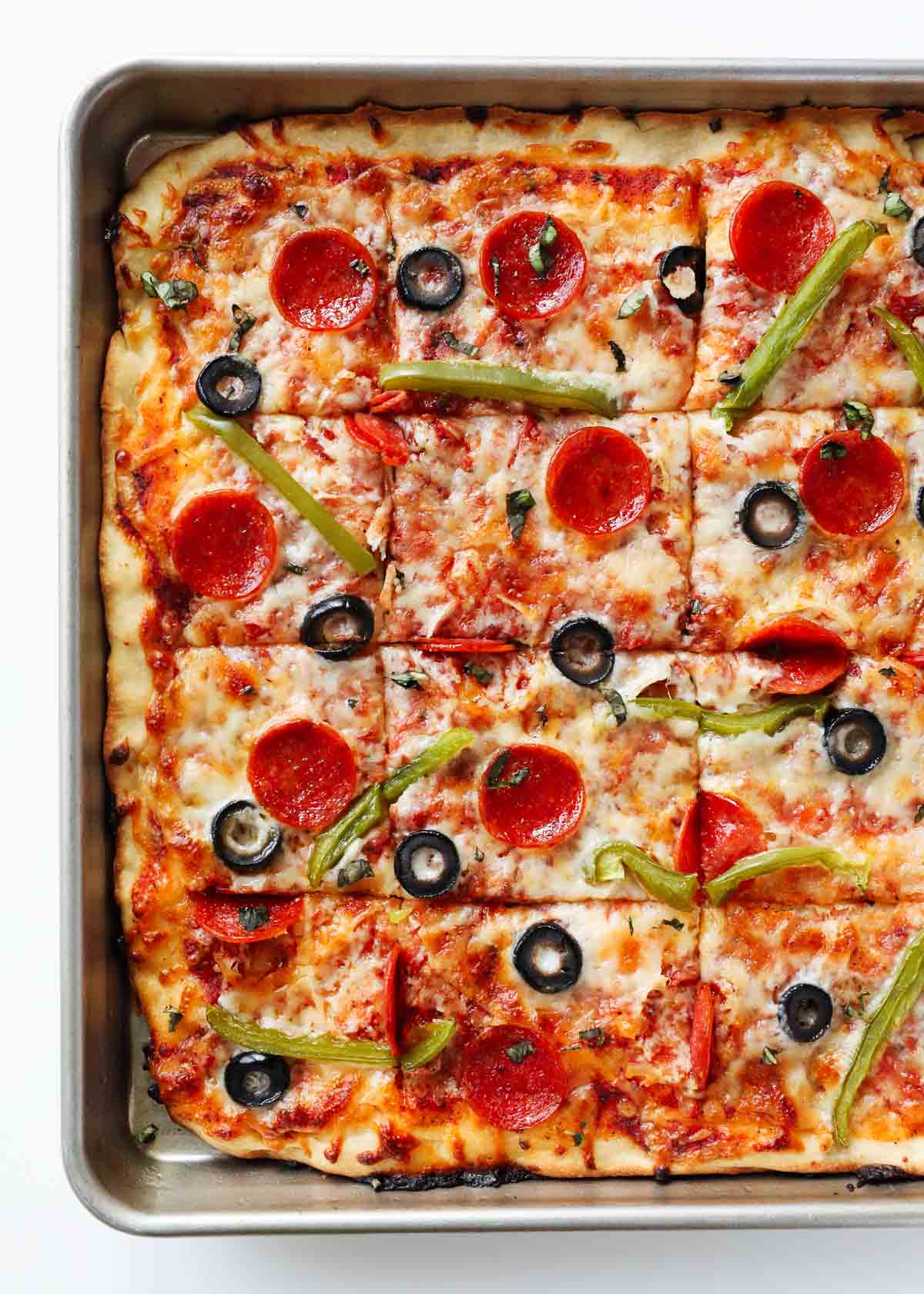 Sheet Pan Pizza {Homemade Dough Recipe Included} - FeelGoodFoodie