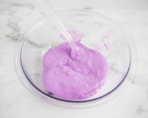 mixing slime in bowl