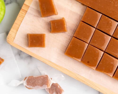 cutting caramels on board