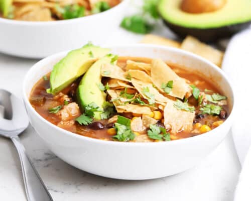 chicken tortilla soup in bowl