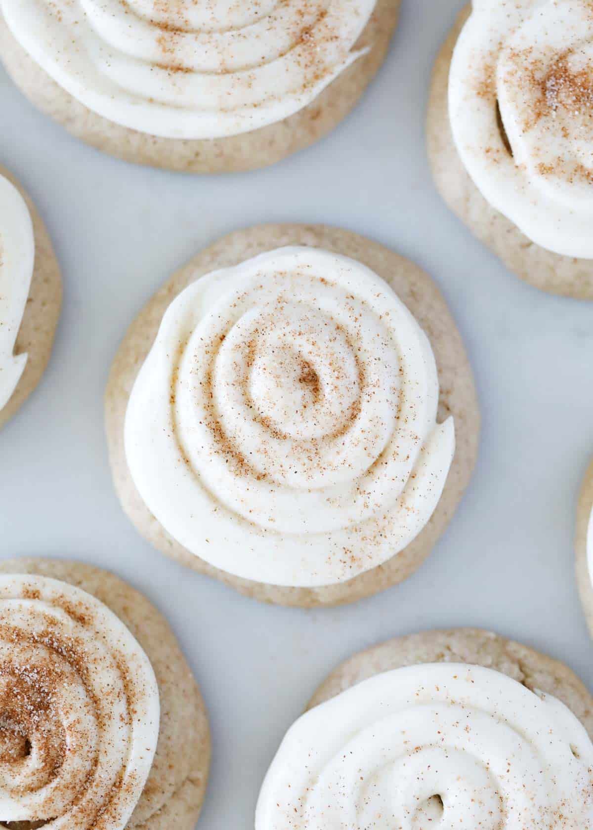 Frosted cinnamon roll cookies.