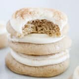 stacked cinnamon roll cookies on counter