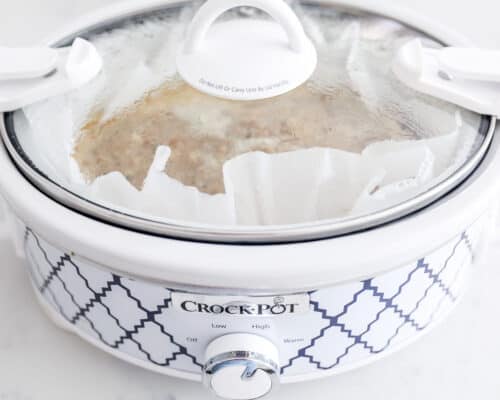 meatloaf cooking inside of crockpot