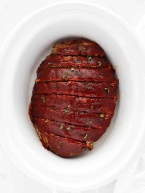 meatloaf sliced in crockpot