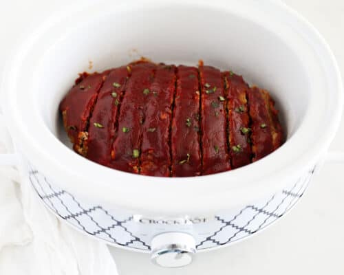 sliced turkey meatloaf in crockpot