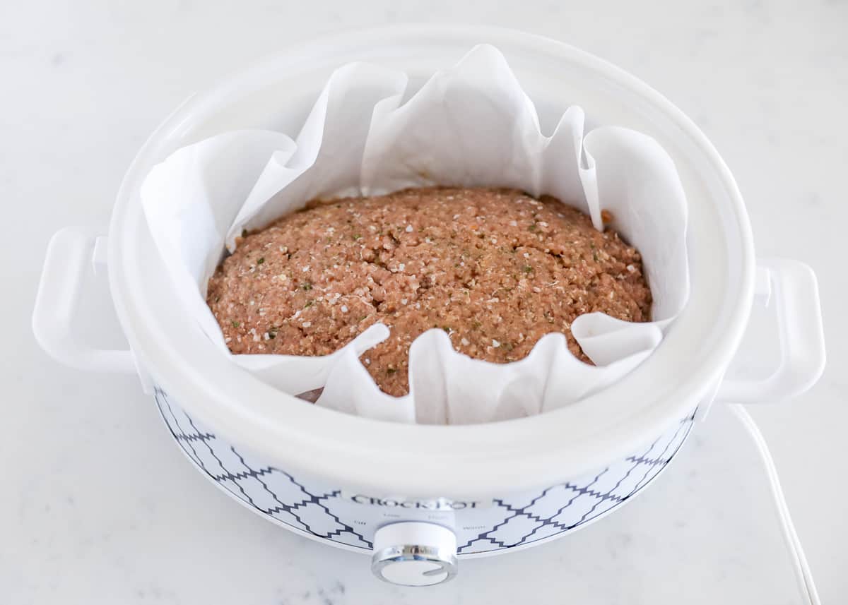 meatloaf in crockpot with parchment paper